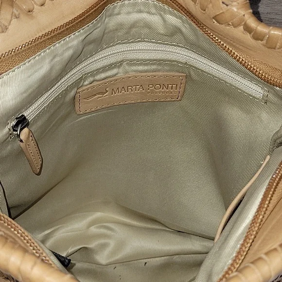 Marta Ponti by Anthropologie Tan Woven Leather Tote Crossbody Shoulder Bag - Picture 10 of 11